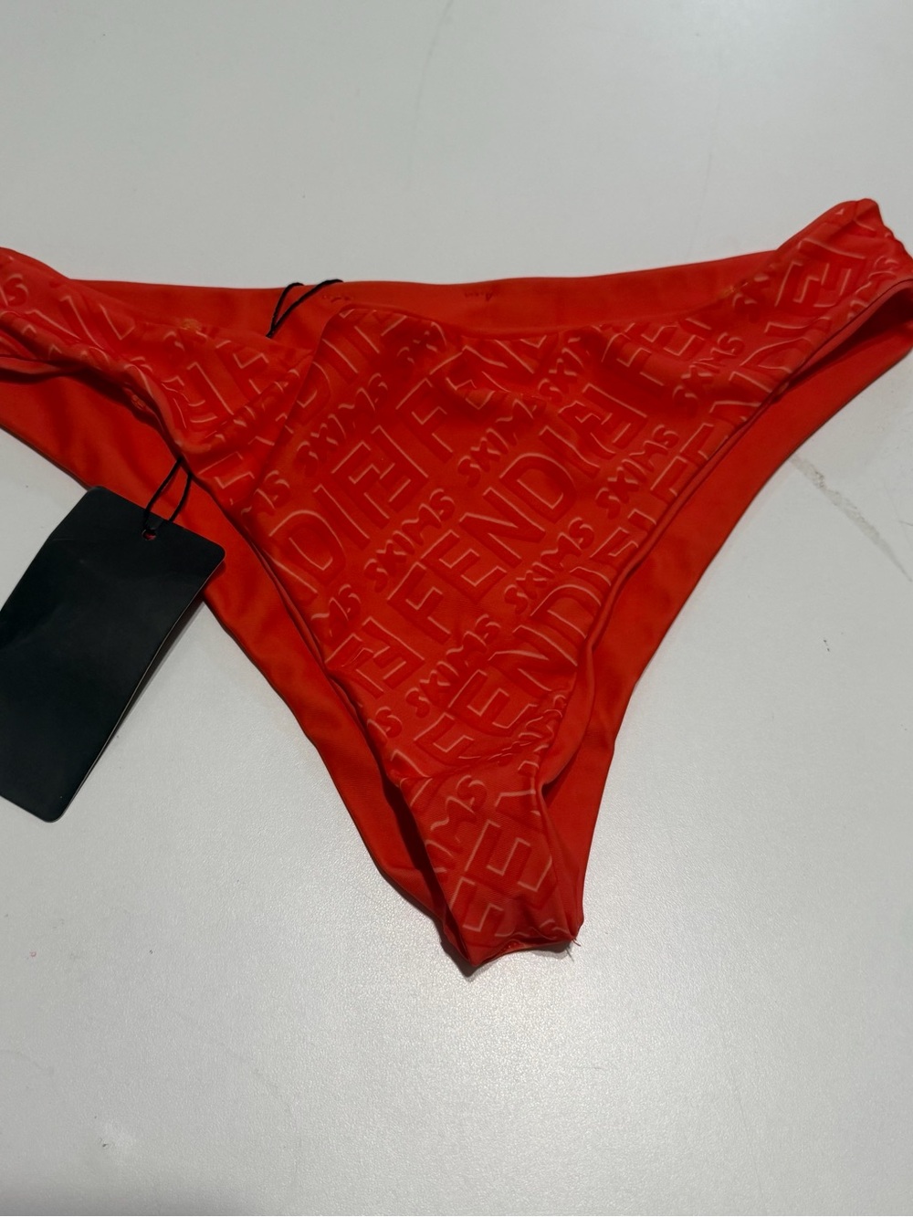 Fendi X skims orange  Red Embossed Logo Bikini Bottom